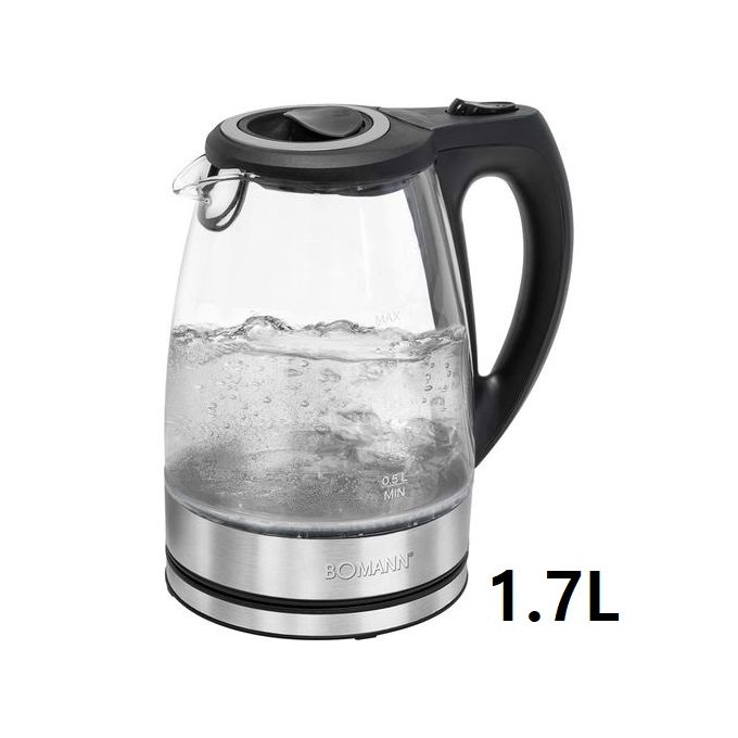 bomann bouilloire electrique en verre 1.7l  2200w Wks6032