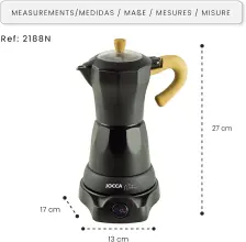 Jocca Cafetière Italienne Électrique Nature Line 6 Tasses