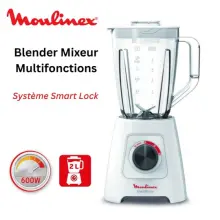 Mixeur Moulinex 600W 2L 4 Lames Smart Lock LM420110