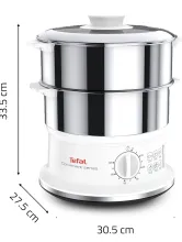 Tefal Cuiseur Vapeur 2 Bols en Acier Inoxydable 6 litres VC145130